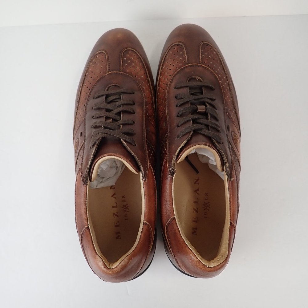 Mezlan Dress Sneaker Leather Shoe Mens 9.5 M Brown Perforated Made in Spain - Picture 7 of 13